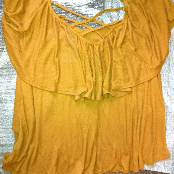 NWOT Women's MASSINI Ribbed Criss-cross Back Dressy Short Sleeve Top XL - Picture 4 of 13